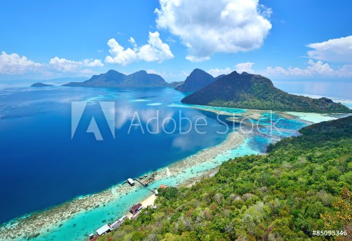 Picture of Aerial view of tropical island of Bohey Dulang near Siapdan Island Sabah Borneo Malaysia